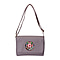 100% Genuine Leather Adjustable Crossbody Bag (25x18x7cm) with Embroidered Flower Pattern - Grey