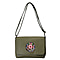 100% Genuine Leather Adjustable Crossbody Bag (25x18x7cm) with Embroidered Flower Pattern - Green
