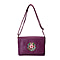 100% Genuine Leather Adjustable Crossbody Bag (25x18x7cm) with Embroidered Flower Pattern - Purple