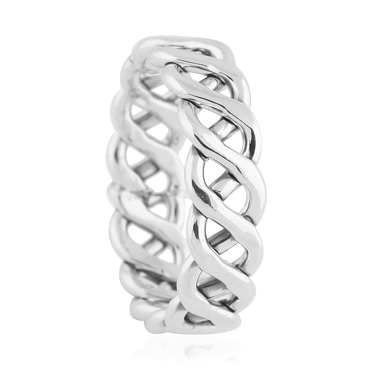 Rhodium Overlay Sterling Silver Celtic Knot Band Ring