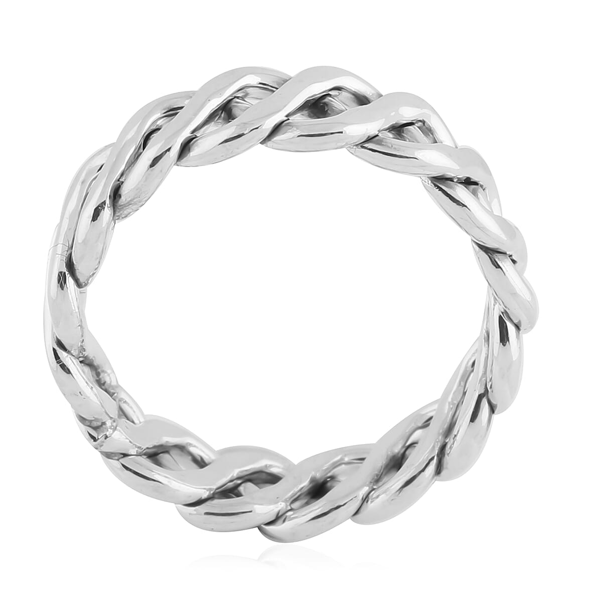 Rhodium Overlay Sterling Silver Celtic Knot Band Ring