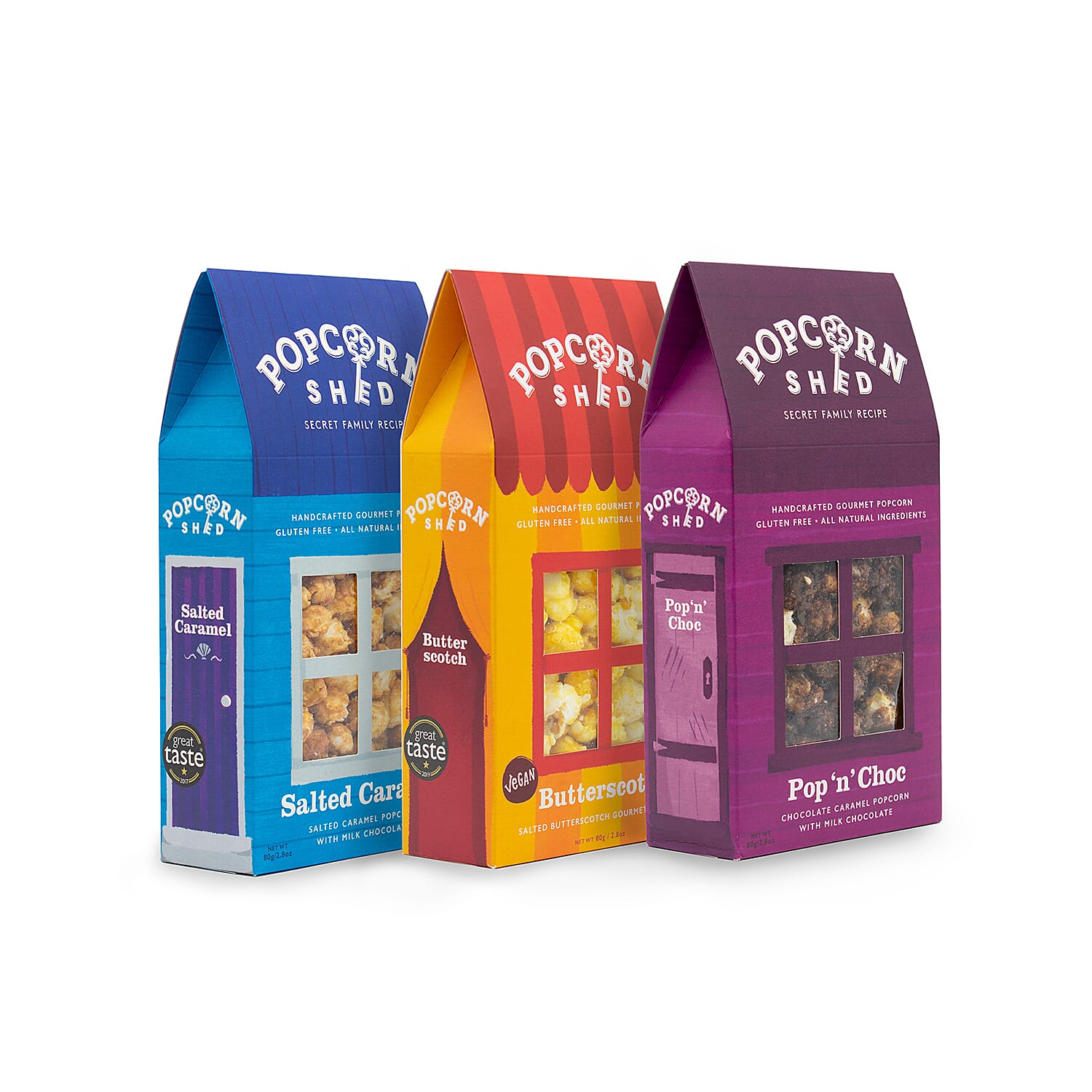 POPCORN SHED: 3-shed Gourmet Popcorn Chocolate Caramel Selection Pack (Salted Caramel/Pop N Choc/Butterscotch)