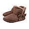 Womens Comfy Winter Bootie Slippers with Bow - Dark Brown
