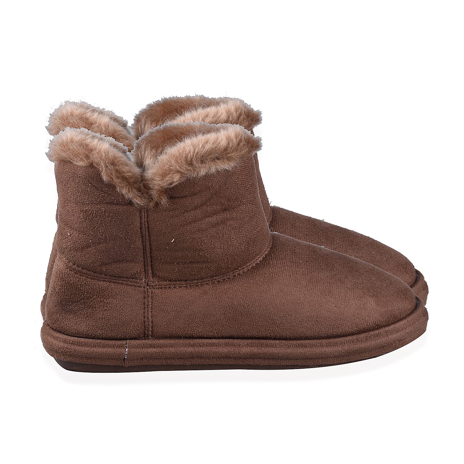 Womens Comfy Winter Bootie Slippers with Bow - Dark Brown