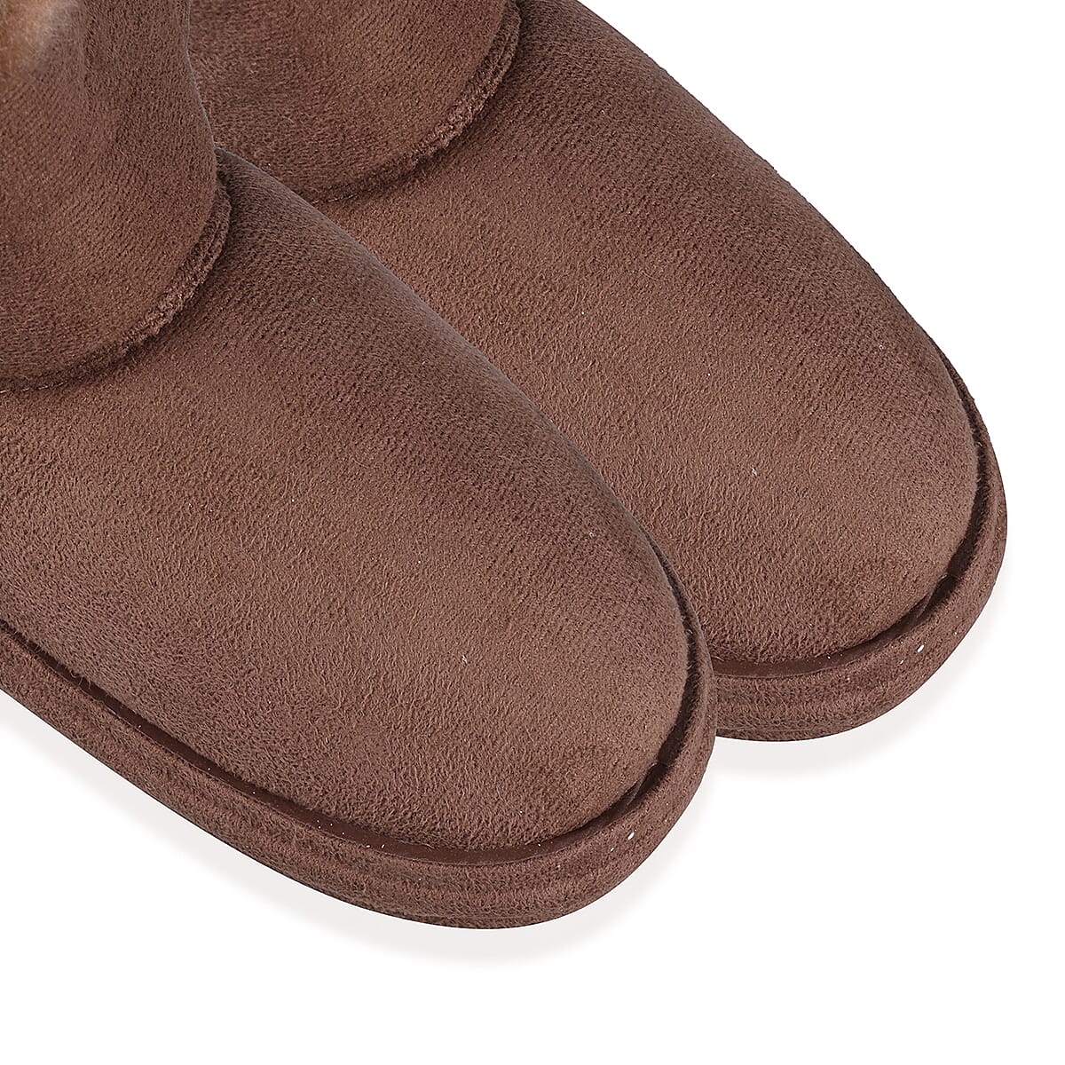 Womens Comfy Winter Bootie Slippers with Bow - Dark Brown