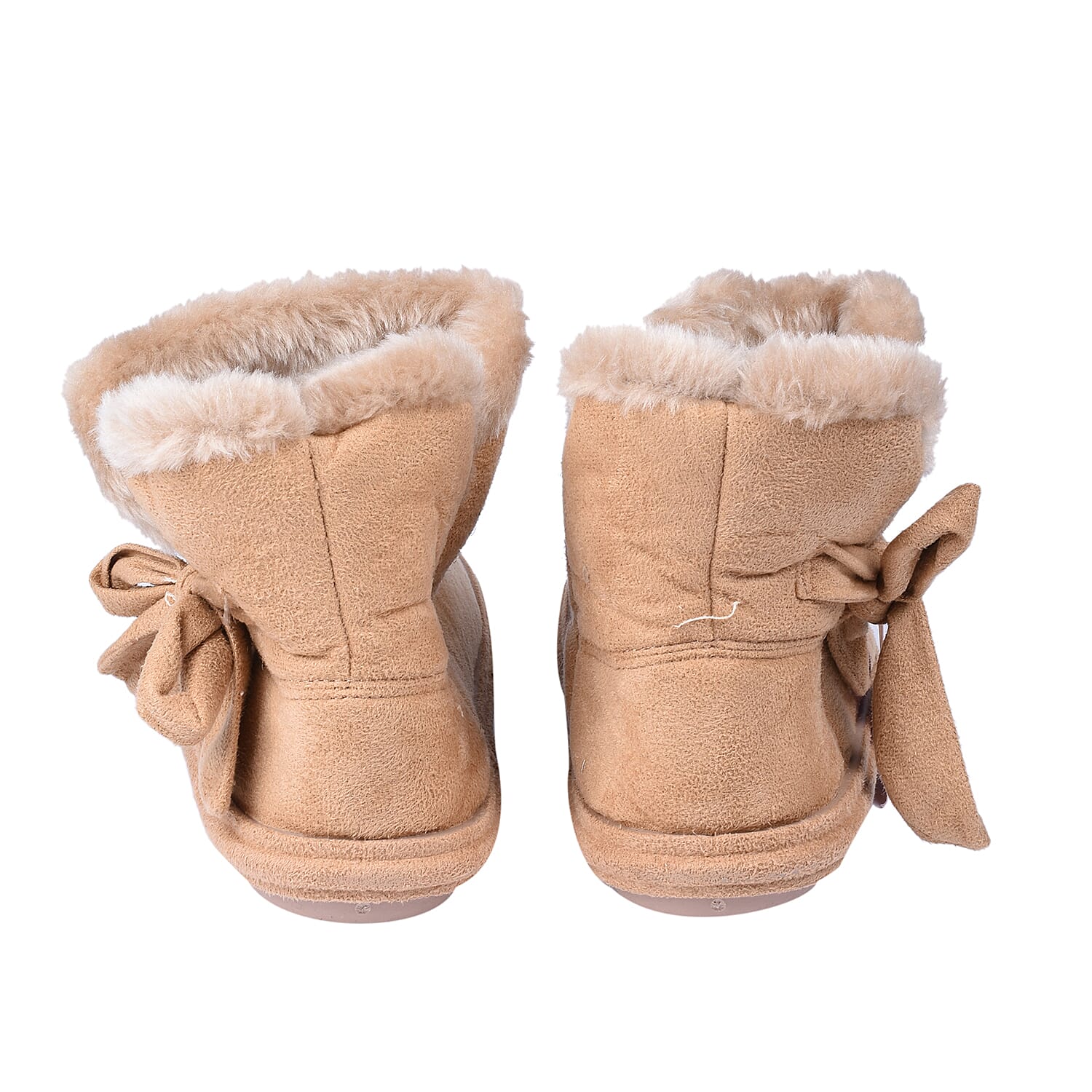 Womens Comfy Winter Bootie Slippers with Bow - Dark Brown