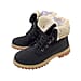 Womens Flat Fur Lined Grip Sole Winter Army Combat Ankle Boots  Black