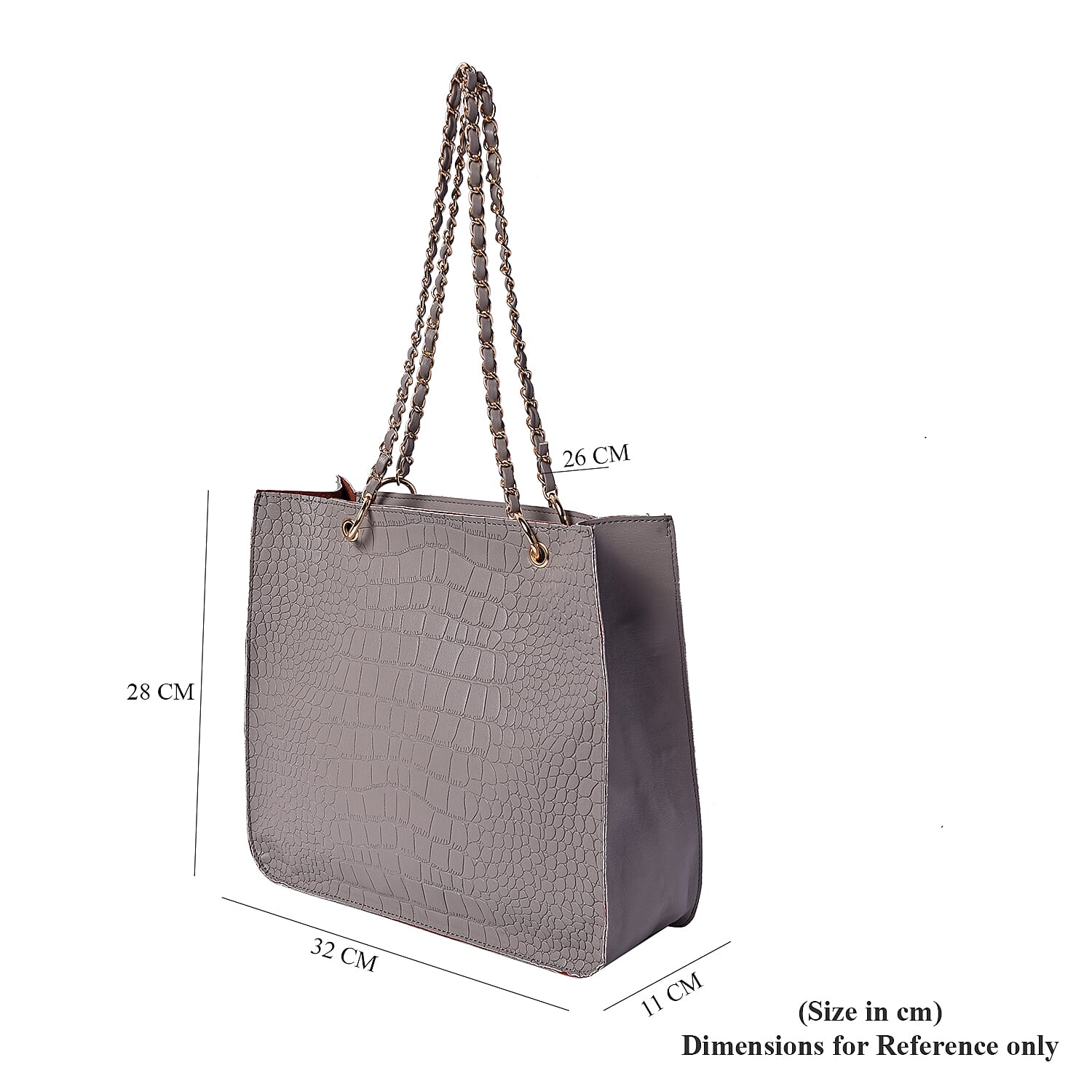 PASSAGE Croc Pattern Tote Bag with Zipper Closure ( Size 32x11x28cm) - Grey