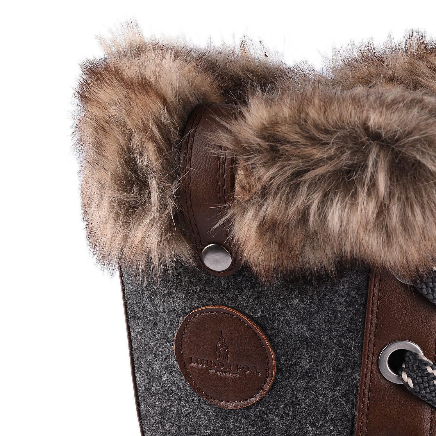 London Fog Womens Winter Boots - Brown and Grey (Size 8)