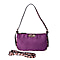 Hobo Handbag Leopard Pattern Border and Handle with Shoulder Strap - Purple