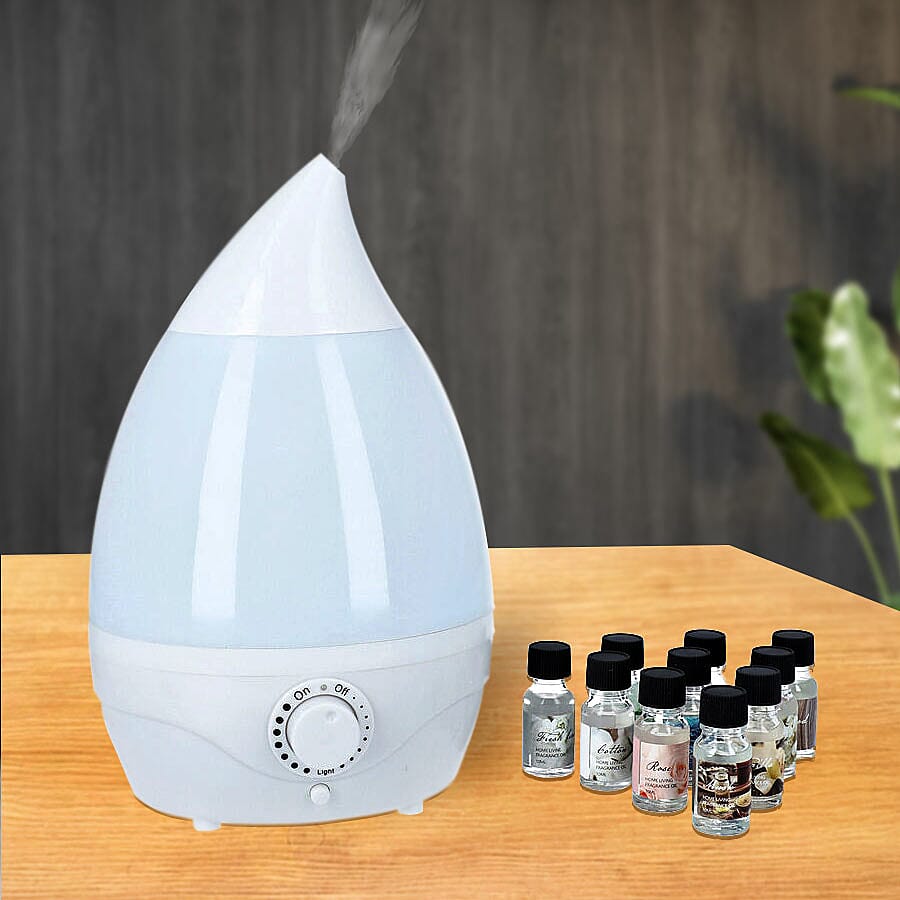 2-in-1 Aromatherapy Humidifier Diffuser With 10 Fragrance Oils (Size 31x12cm) - 1800ml Capacity