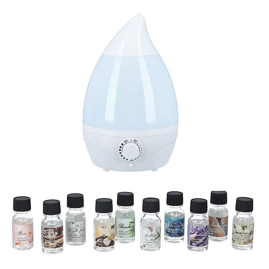 2-in-1 Aromatherapy Humidifier Diffuser With 10 Fragrance Oils (Size 31x12cm) - 1800ml Capacity