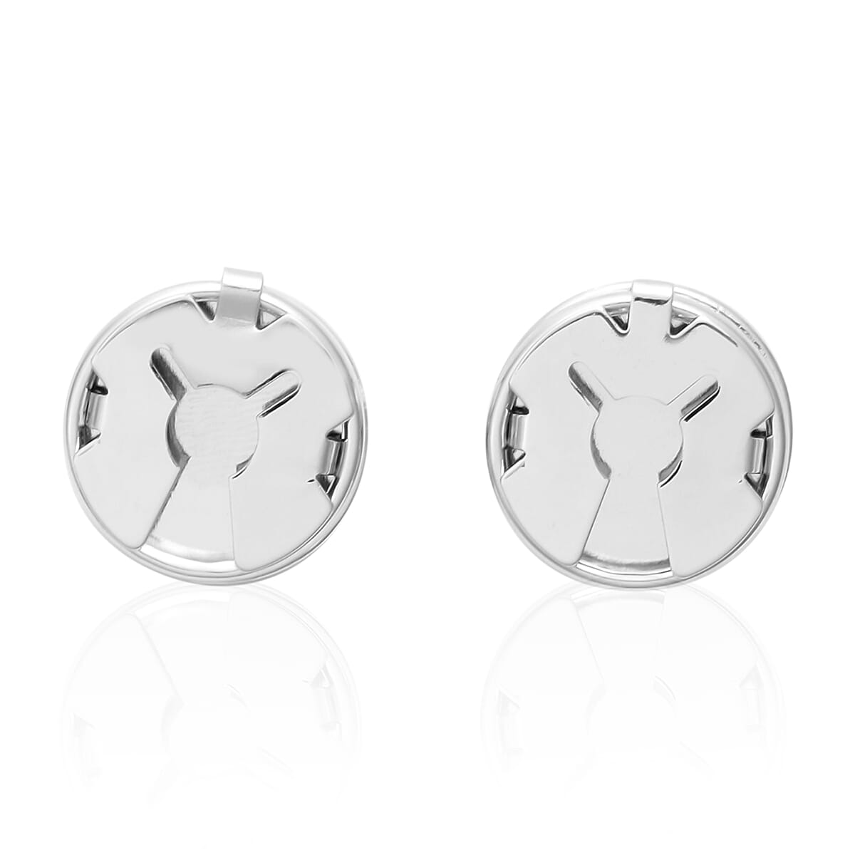 Simulated Black Spinel and White Austrian Crystal Cuff Button Cover in Silver Tone