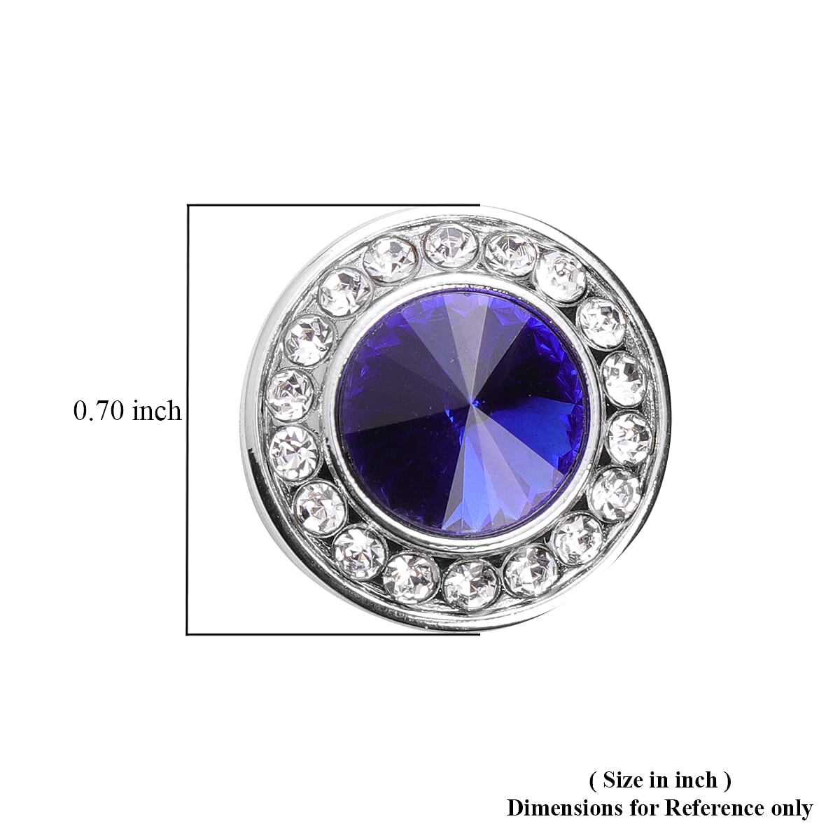 Simulated Blue Sapphire and White Austrian Crystal Cuff Button Cover in Silver Tone