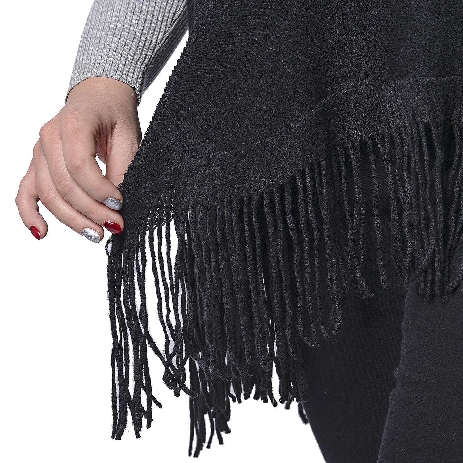Close Out Deal- Knit Hooded Vest with Tassels (Size 52x85cm)