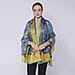 LA MAREY Mulberry Silk Printed Scarf - Blue and Yellow