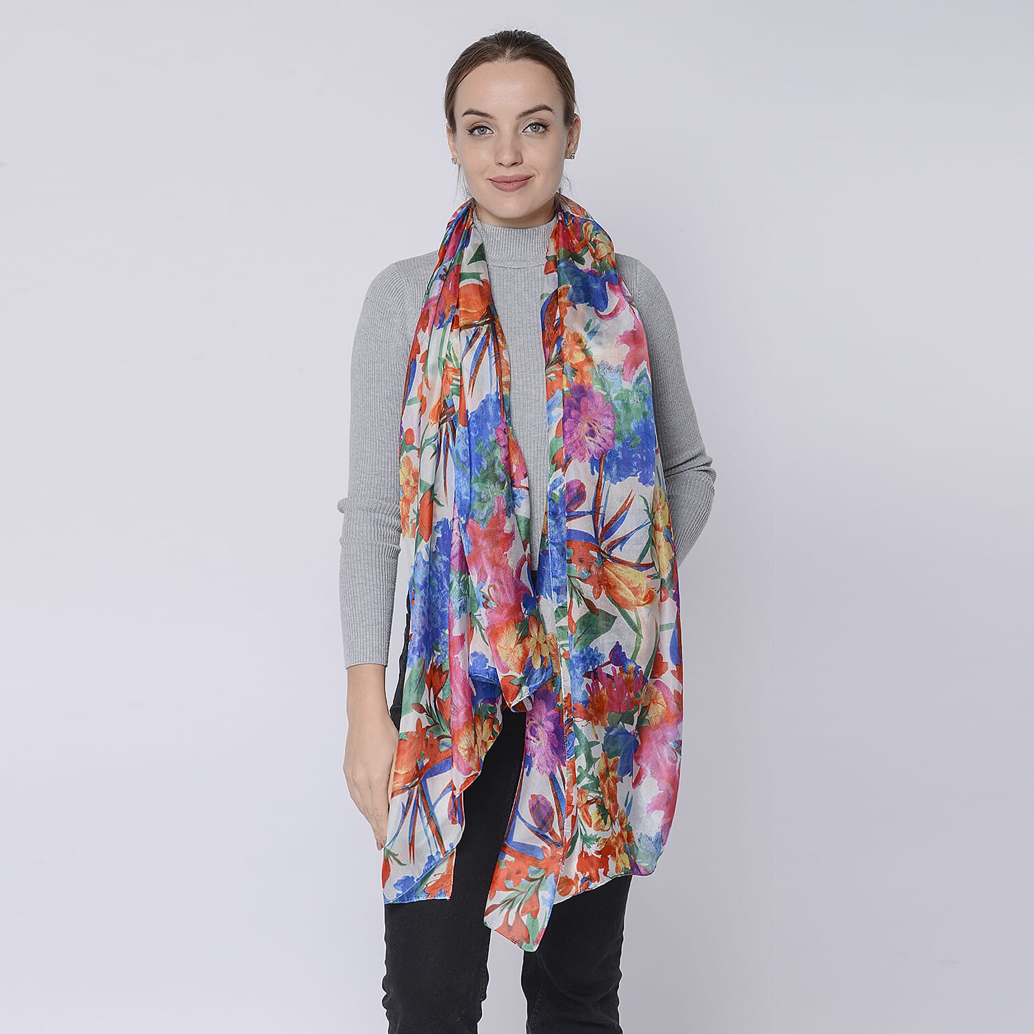 LA MAREY Mulberry Silk Printed Scarf - Multicolour