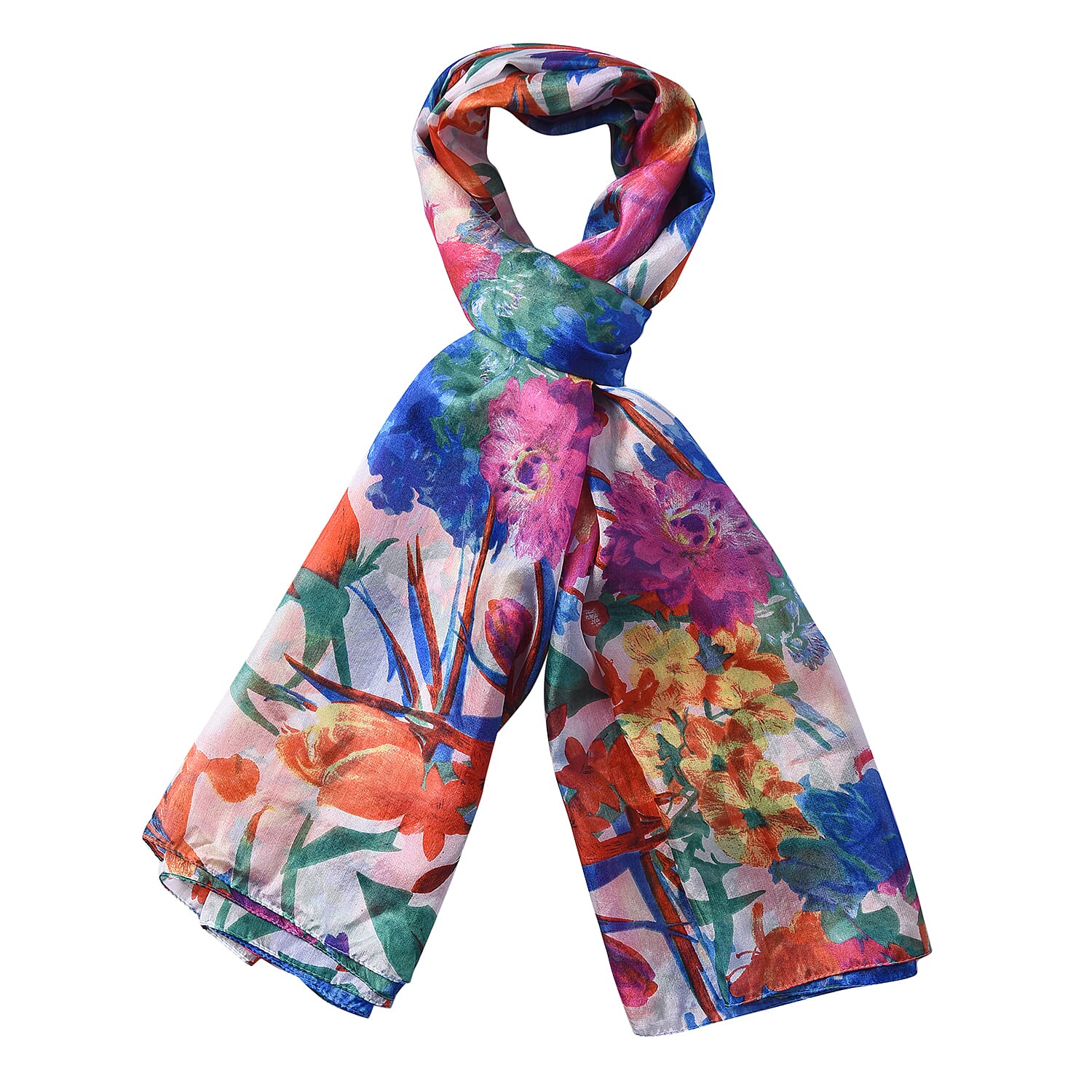 LA MAREY Mulberry Silk Printed Scarf - Multicolour