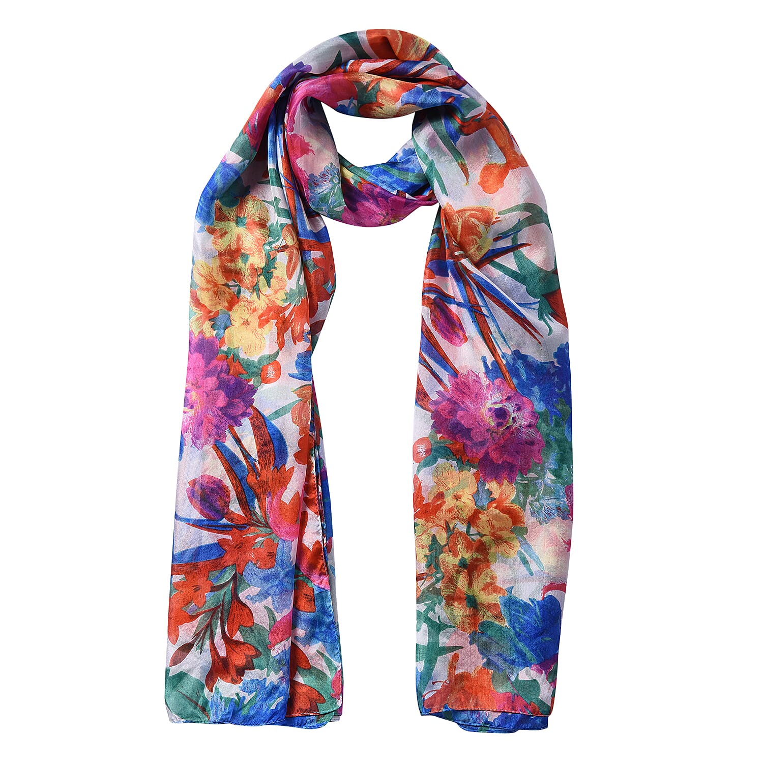 LA MAREY Mulberry Silk Printed Scarf - Multicolour