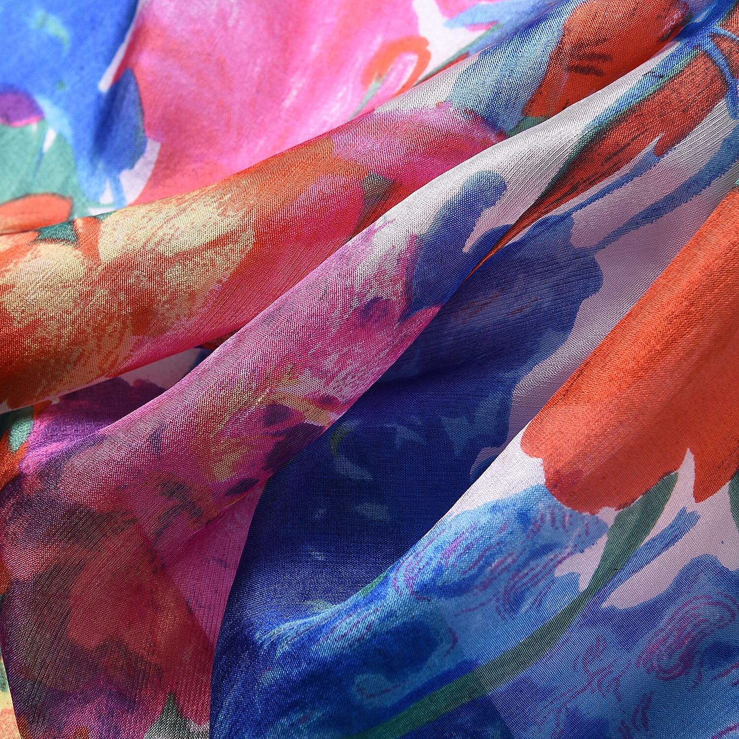 LA MAREY Mulberry Silk Printed Scarf - Multicolour