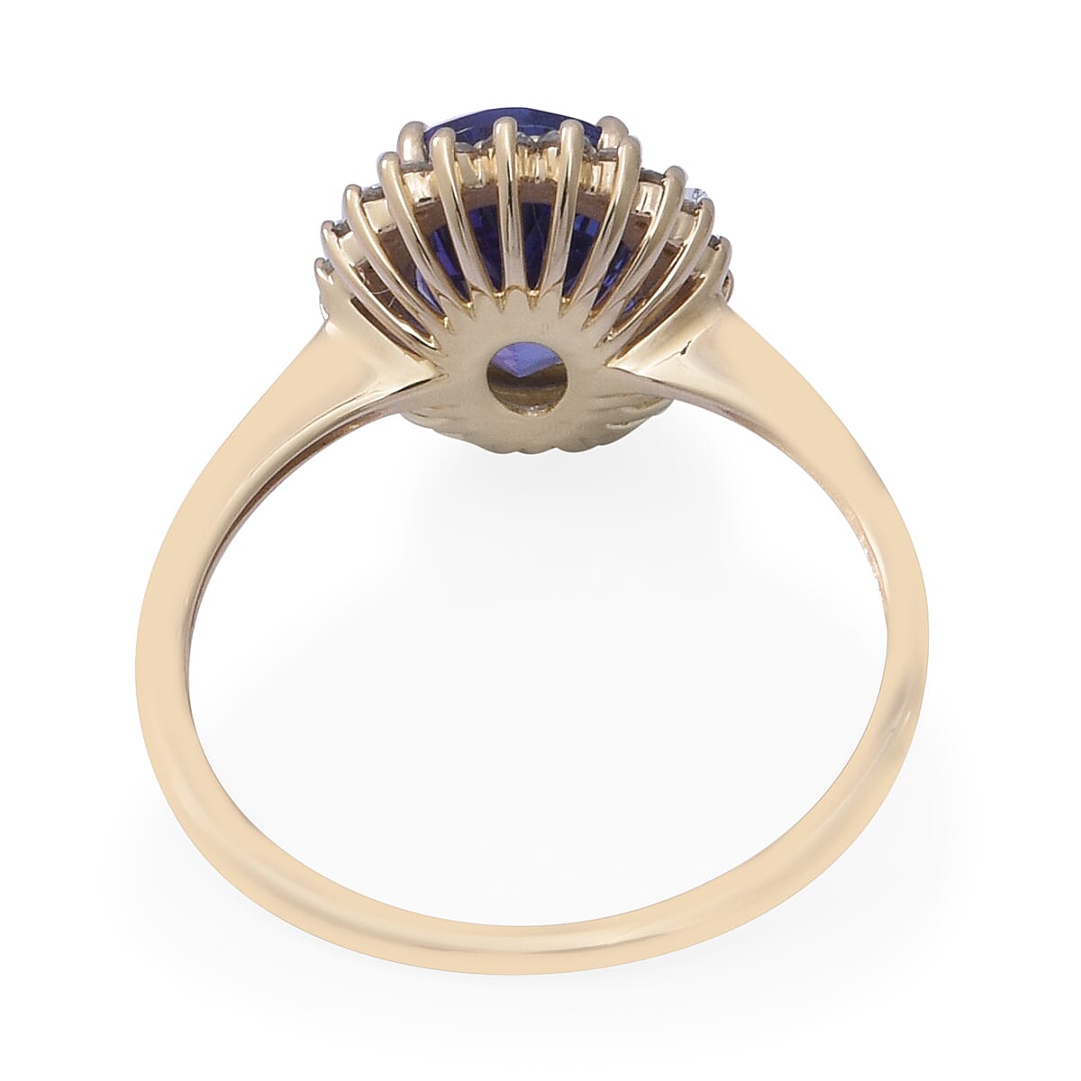 Elite Collection-  9K Yellow Gold AAA Tanzanite and Diamond Ring 2.25 Ct.