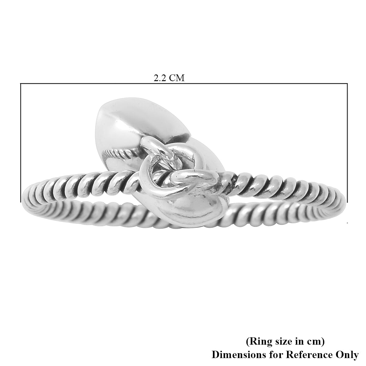 Sterling Silver Twisted Heart Charm Ring