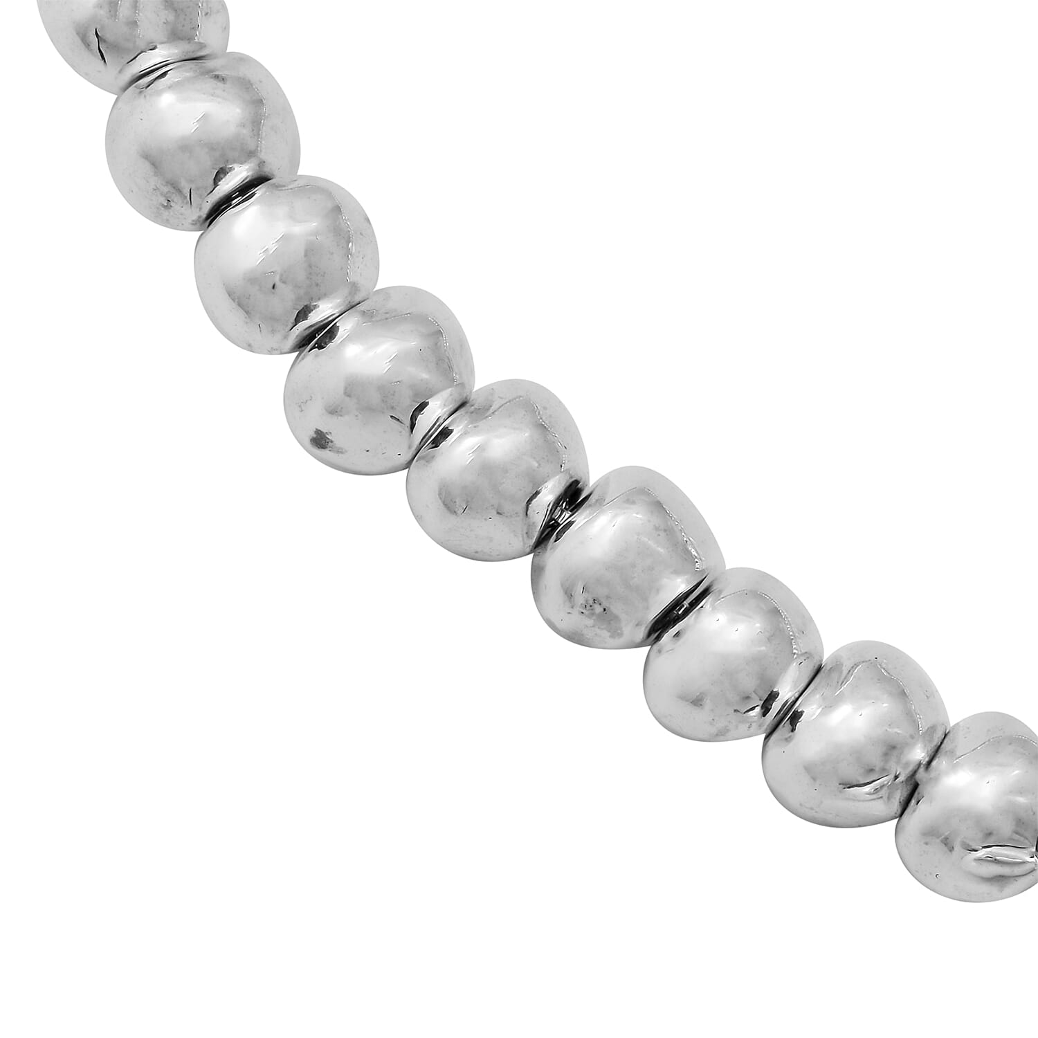 Sterling Silver Heart and Bead Necklace (Size 16-2 Inch Ext.) - Silver Wt. 44 Gms