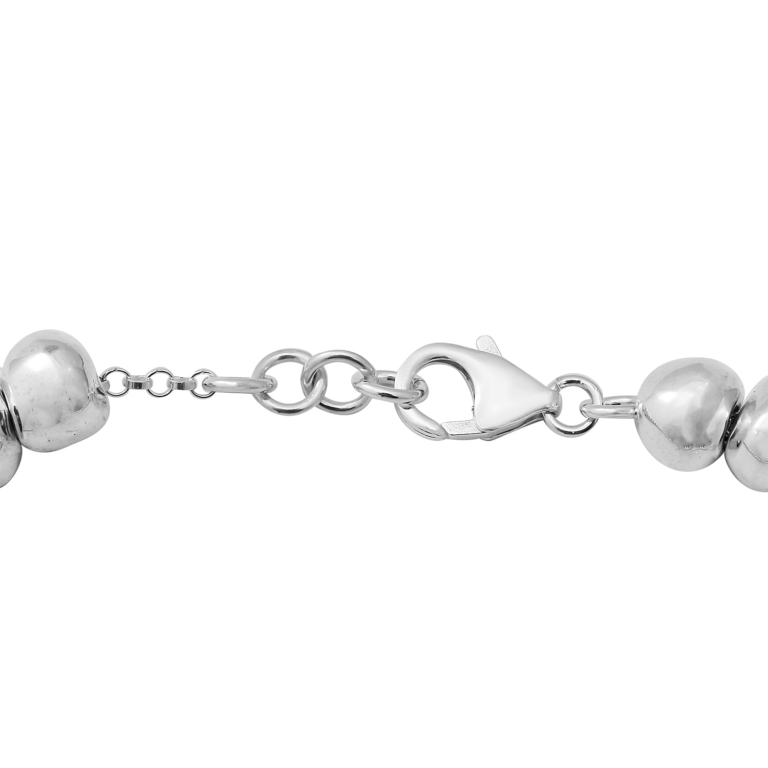 Sterling Silver Heart and Bead Necklace (Size 16-2 Inch Ext.) - Silver Wt. 44 Gms