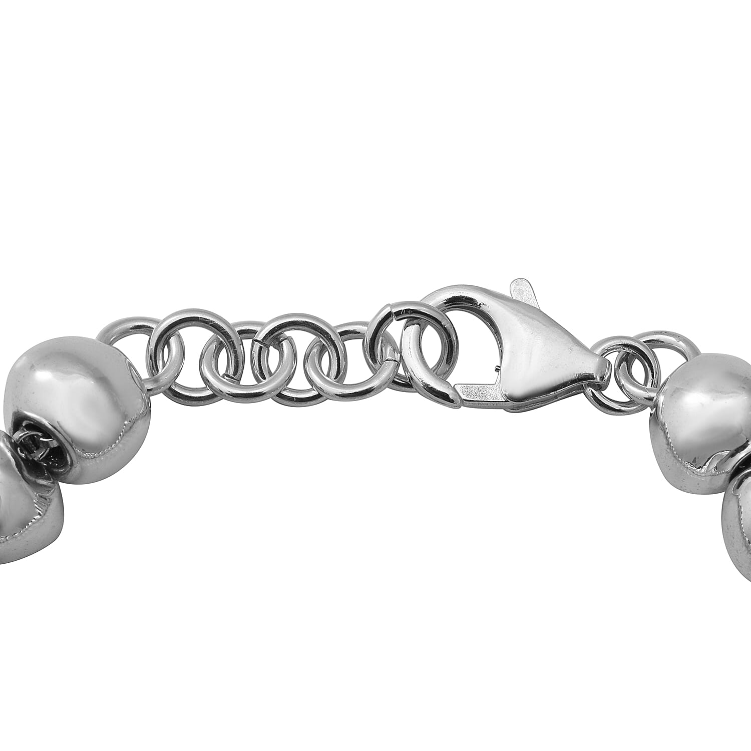 Sterling Silver Heart and Bead Bracelet (Size 7), Silver wt. 19.00 Gms