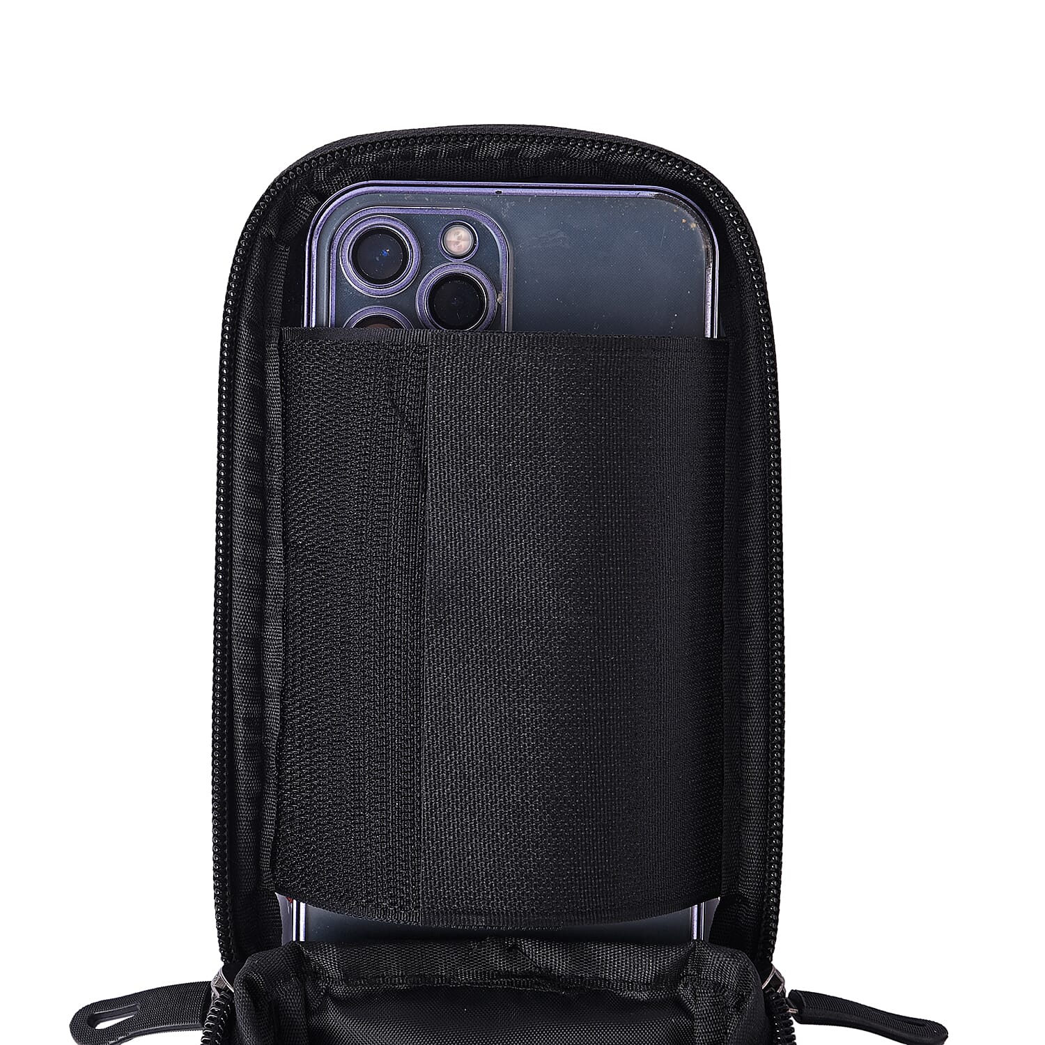 Durable & Water Resistant Bicycle Mobile Phone Bag with Touch Screen Window (Size 18x10x7cm) - Black