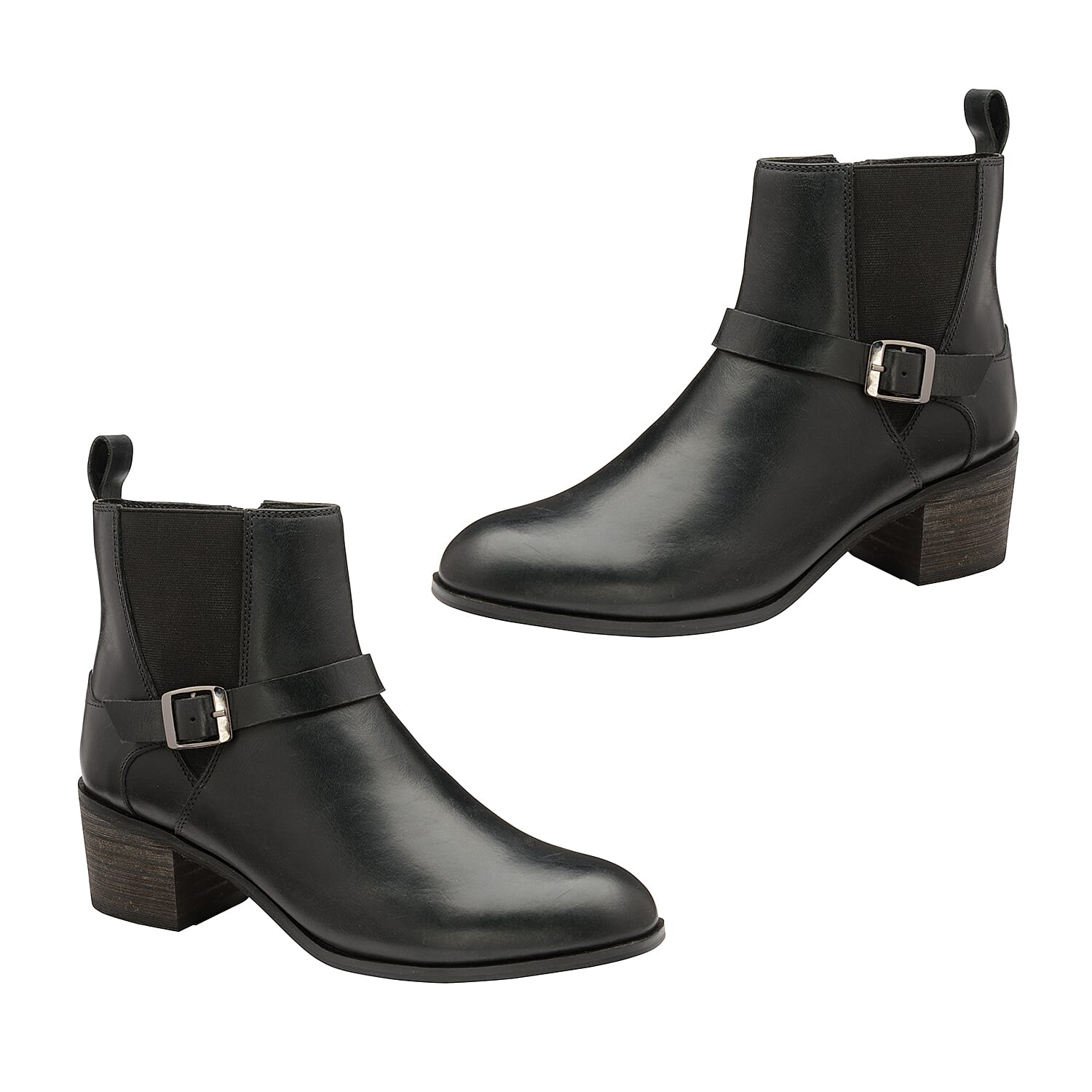 Ravel Kingsley Gusset Ankle Boot with Buckled Strap (Size 3) - Black