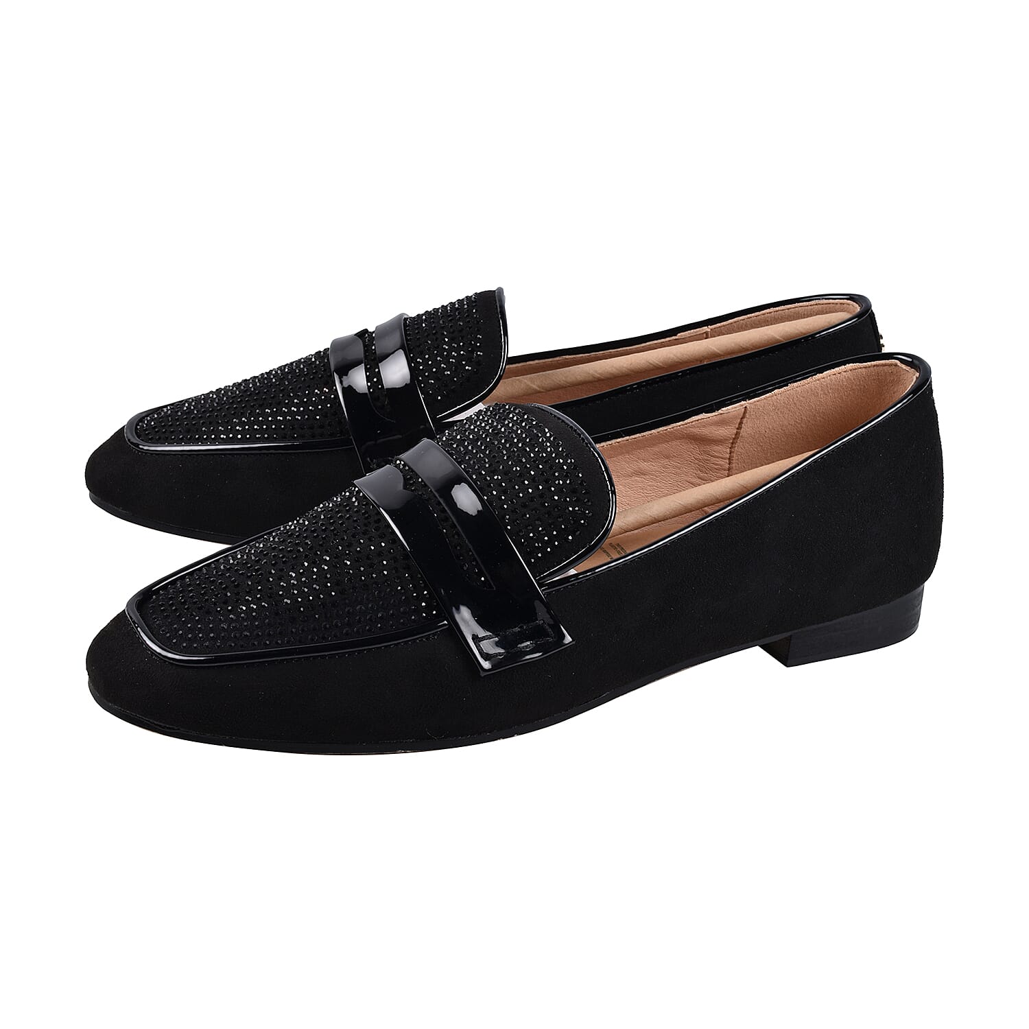 Ravel Black & Diamante Luis Loafers (Size 3)