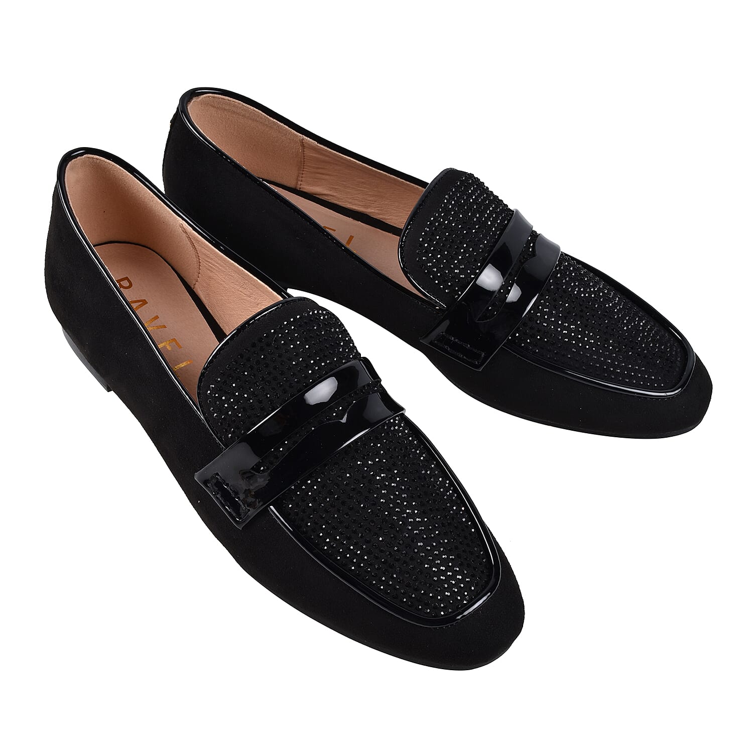 Ravel Black & Diamante Luis Loafers (Size 3)