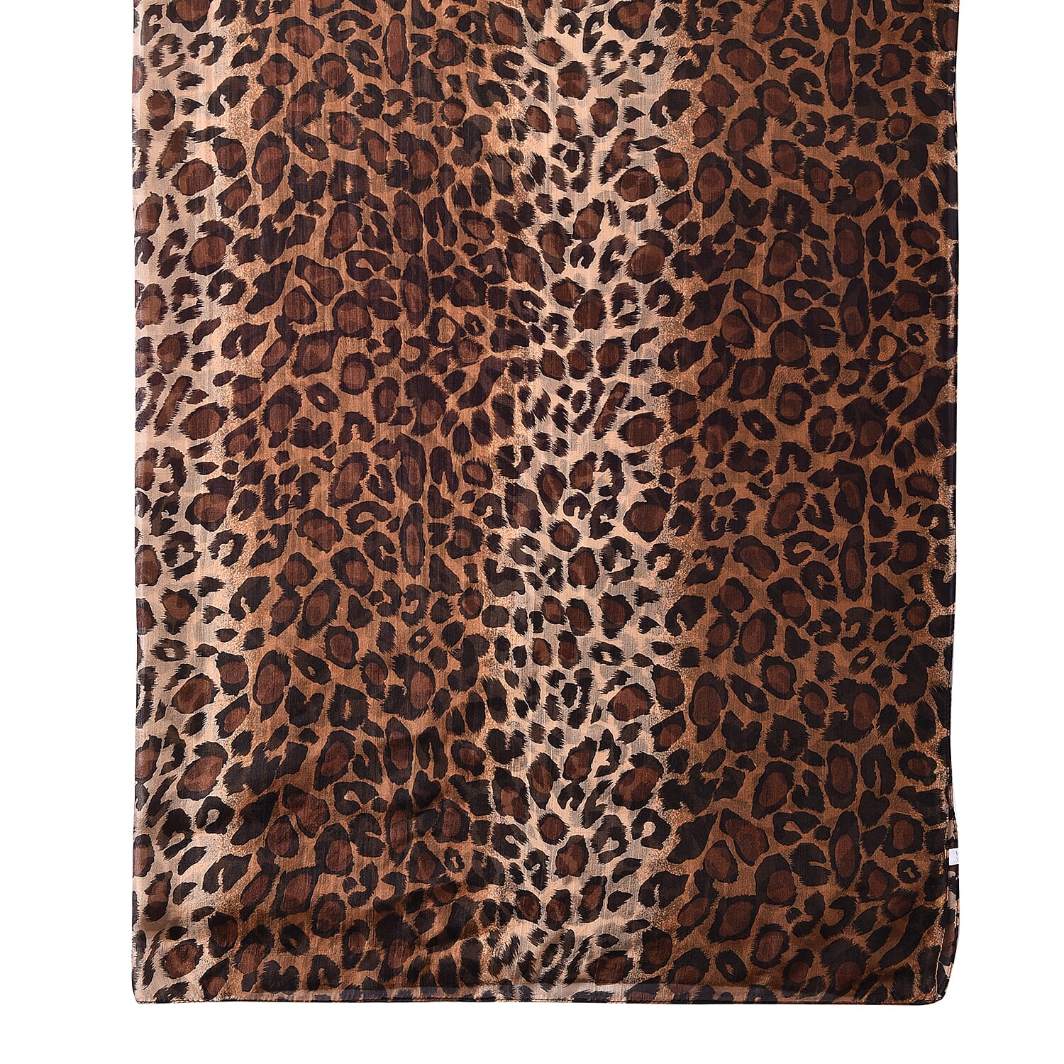 LA MAREY New Collection - 100% Mulberry Silk Leopard Print Scarf (Size 180x110cm) - Brown
