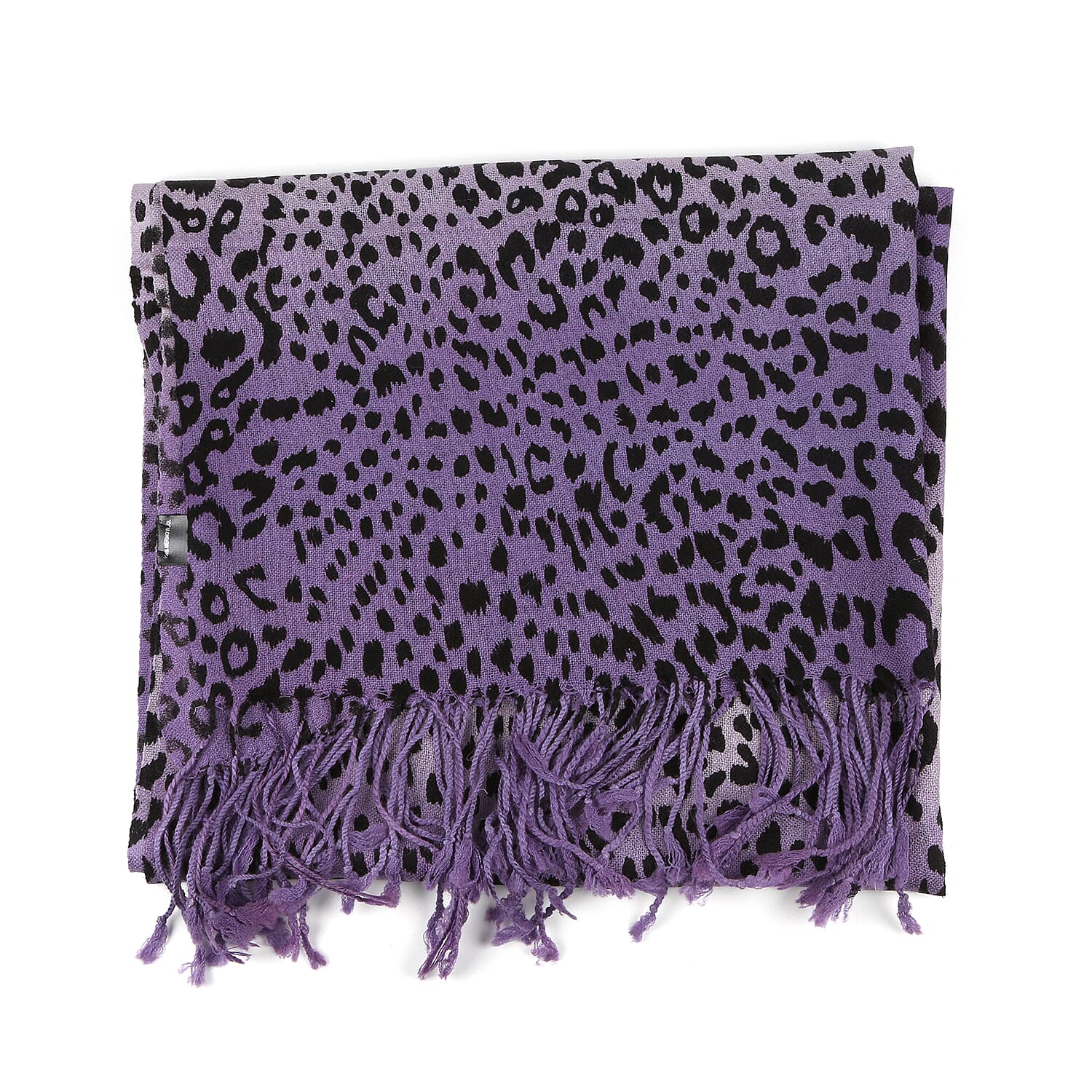 100% Merino Wool Leopard Print Scarf - Purple