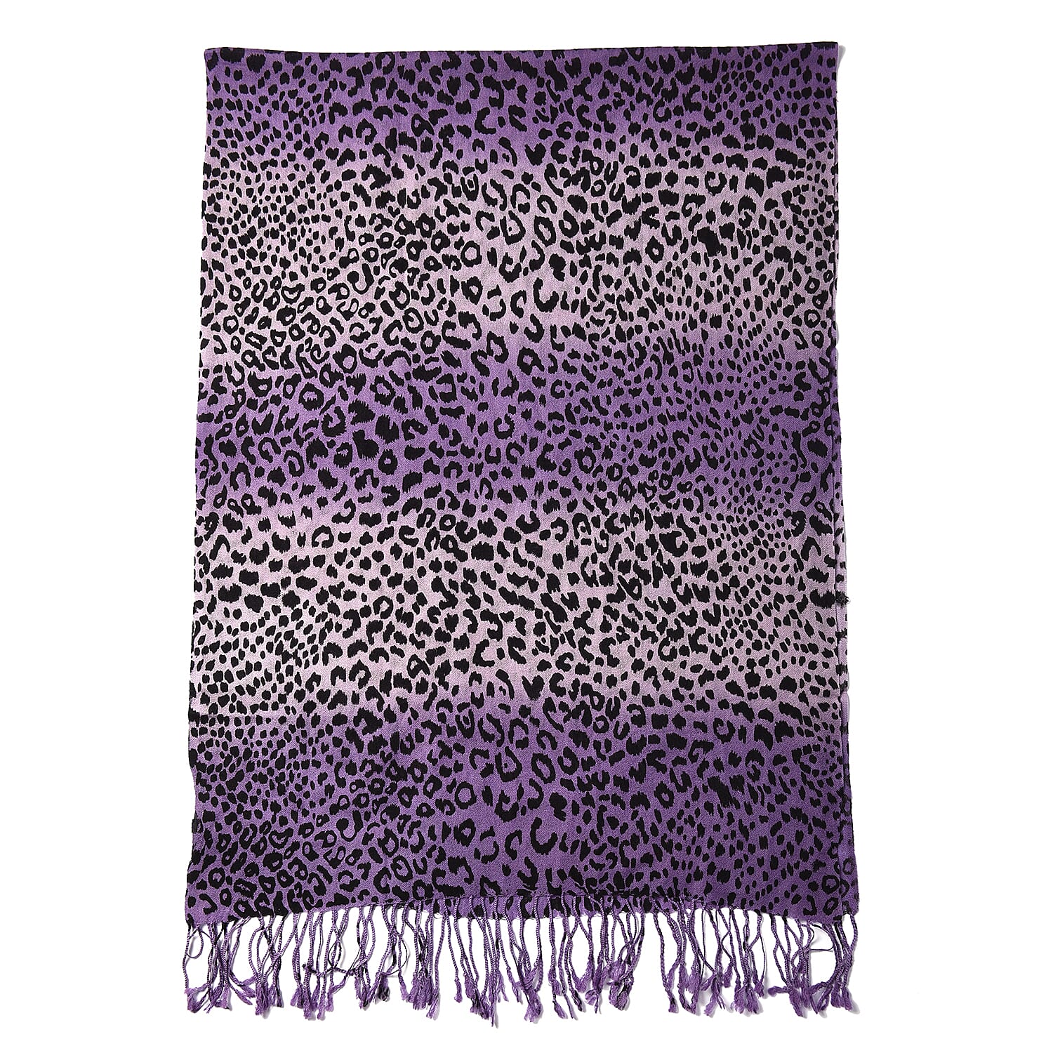100% Merino Wool Leopard Print Scarf - Purple