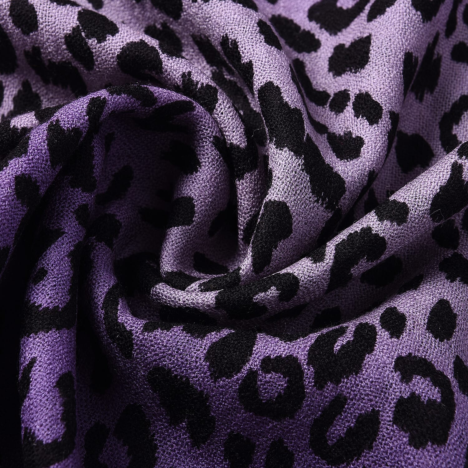 100% Merino Wool Leopard Print Scarf - Purple