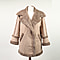 Urban Mist Faux Fur Suede Shearling Soft Fleece Lined Collar Coat with Pockets - Beige