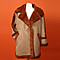 Urban Mist Faux Fur Suede Shearling Soft Fleece Lined Collar Coat with Pockets (Size M; 10-12) (L: 72cm) - Rust Brown