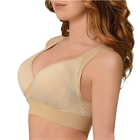 SANKOM SWITZERLAND Patent Cooling Effect Bra For Back Support - Beige (Size XXXL, 22-24)