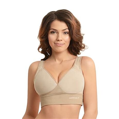 SANKOM SWITZERLAND Patent Cooling Effect Bra For Back Support - Beige (Size XXXL, 22-24)