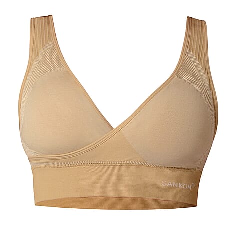 SANKOM SWITZERLAND Patent Cooling Effect Bra For Back Support - Beige (Size XXXL, 22-24)