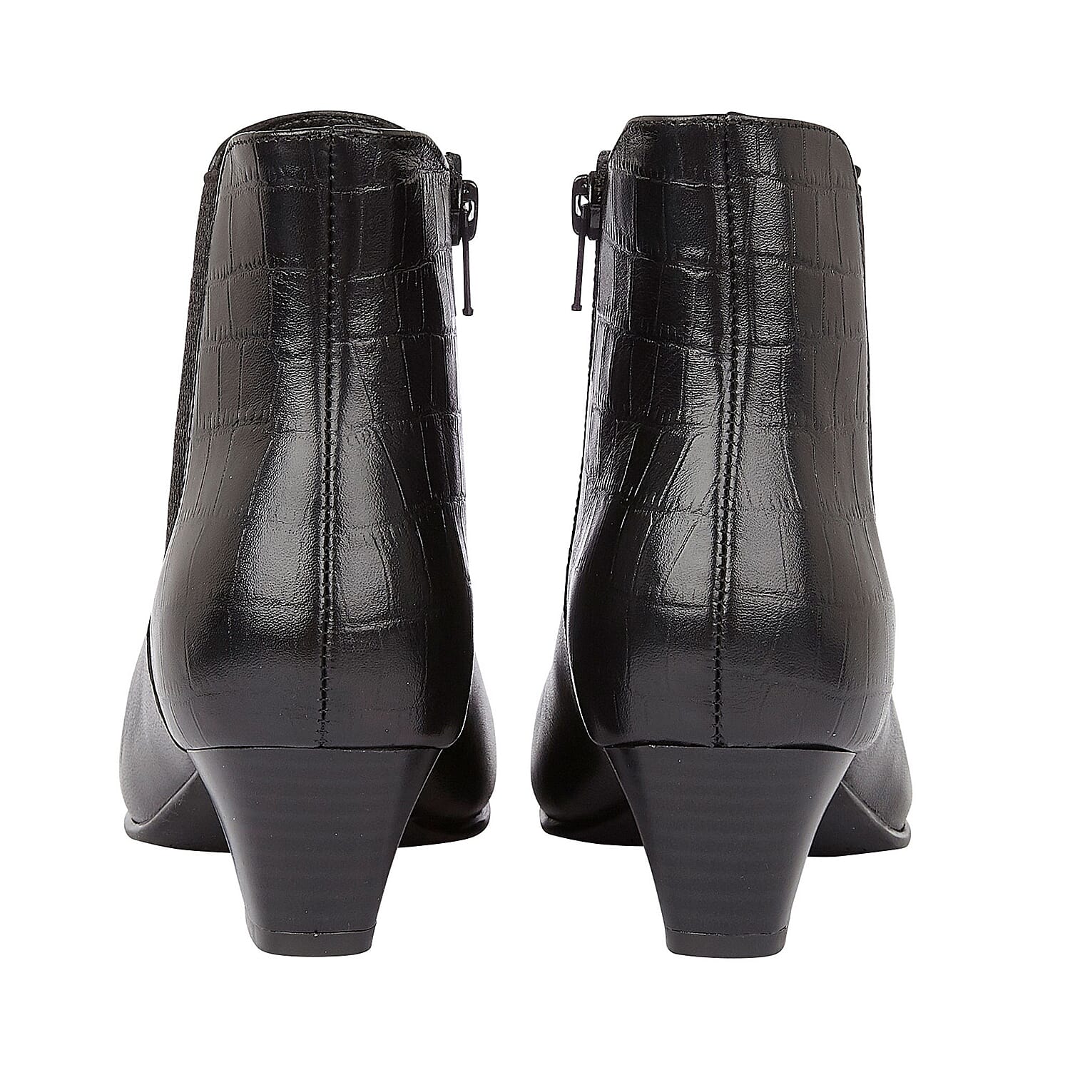 Lotus Black & Croc-Print Leather Victoria Ankle Boots (Size 3)