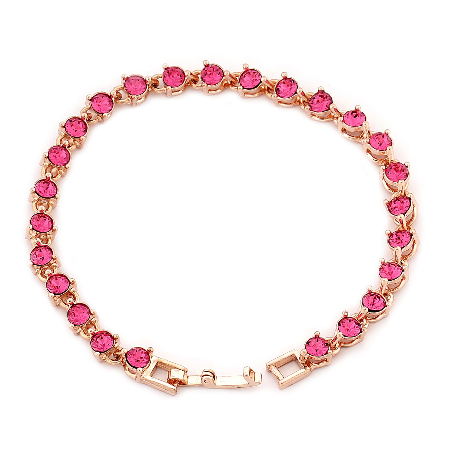 Biggest Close Out- Eternity  Pink Crystal Tennis Bracelet (Size 7.25) in Rose Gold Tone