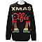Knitted Sequin Xmas Elf Ladies Jumper (Size M/ 10-12) - Black