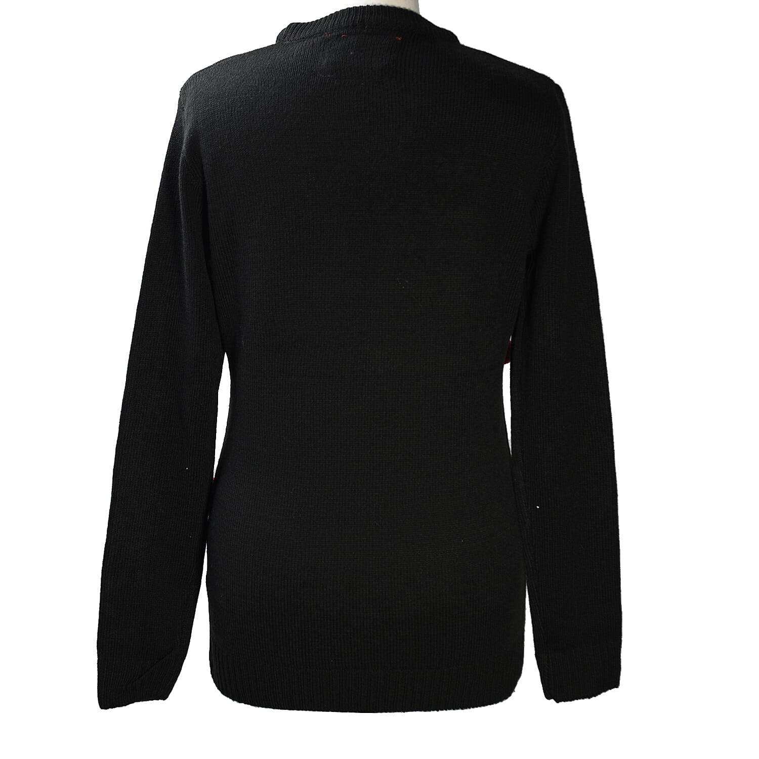 Knitted Sequin Xmas Elf Ladies Jumper (Size S/ 8-10) - Black