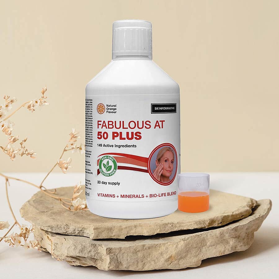 SkinFormative- Fabulous at 50 Plus - Natural Orange Flavour (500ml) 149 Active Ingredients - 33 Doses