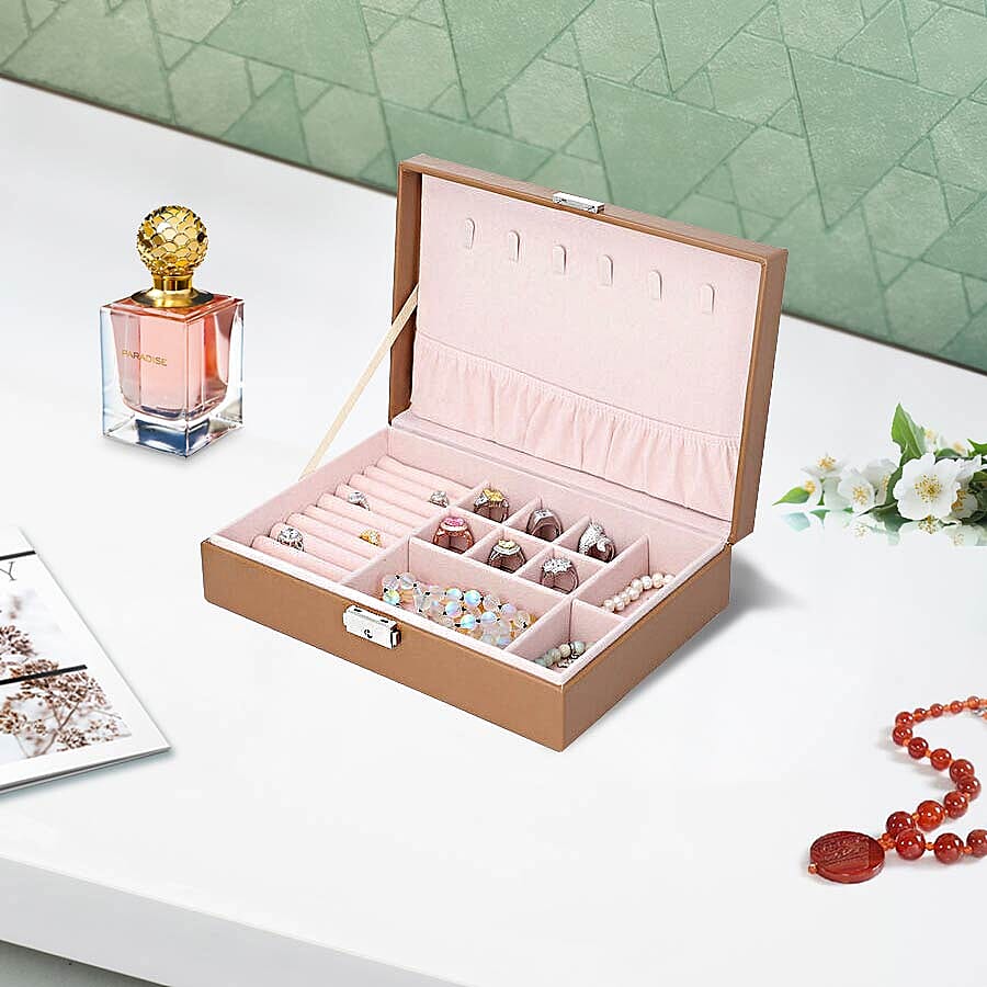 Multi Compartment Jewellery Box in Taupe (28x18.5x6.5cm)