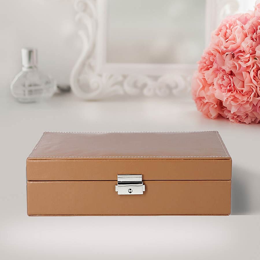 Multi Compartment Jewellery Box in Taupe (28x18.5x6.5cm)