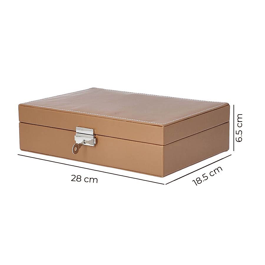 Multi Compartment Jewellery Box in Taupe (28x18.5x6.5cm)